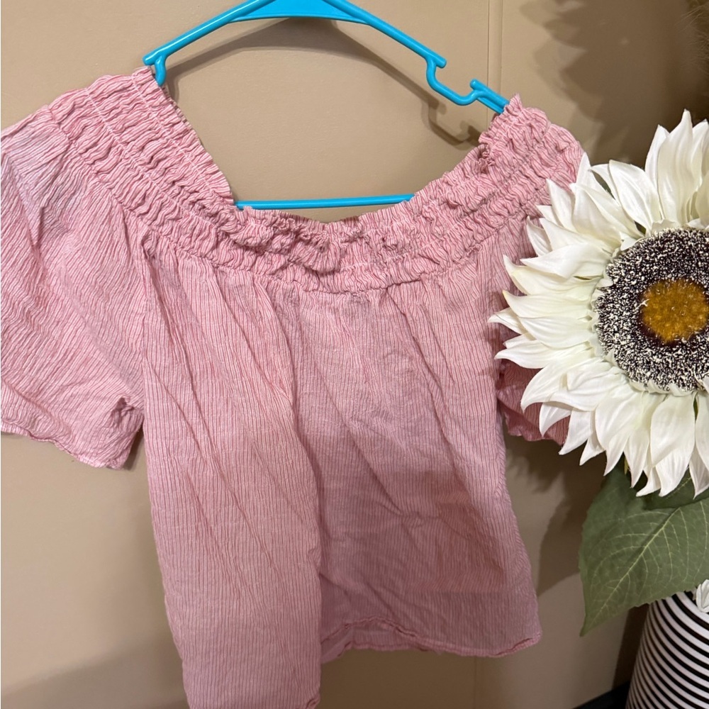 a new day Dusty Pink Off-Shoulder Smocked Blouse